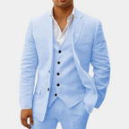 Navy Notch Lapel Three Piece Tailored Suit for Men | Wedding Formal Wear