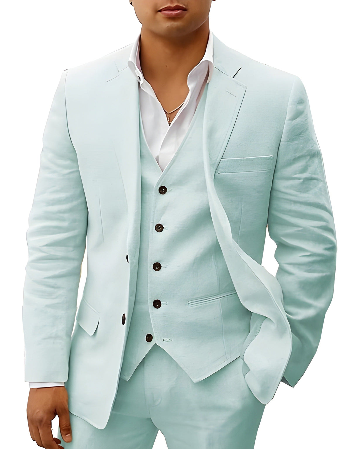 Navy Notch Lapel Three Piece Tailored Suit for Men | Wedding Formal Wear