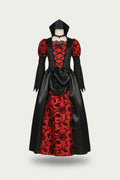 Red and Black Vampire Princess Stand Collar Dress for Girls | Halloween Costume