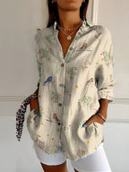 Abstract Print Split Neck Blouse for Women