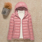 Polyester Lightweight Packable Hooded Down Jacket for Women | Winter Travel