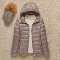 Polyester Lightweight Packable Hooded Down Jacket for Women | Winter Travel
