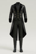Black Gold Embossed Victorian Tailored Costume Coat for Men | Halloween