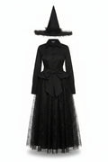Black Spiderweb Lace Gothic Witch Dress and Hat for Women | Halloween Costume