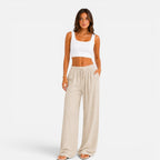 Wide Leg Trousers for Women with Elasticated Waist Relaxed Fit