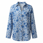 Abstract Print Split Neck Blouse for Women