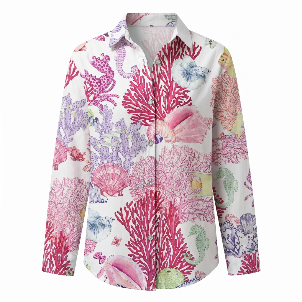 Abstract Print Split Neck Blouse for Women