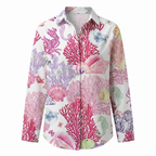 Abstract Print Split Neck Blouse for Women