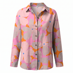 Abstract Print Split Neck Blouse for Women
