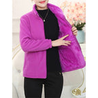 Plush Lined Stand Collar Loose Fit Jacket for Women | Full Zip with Pockets