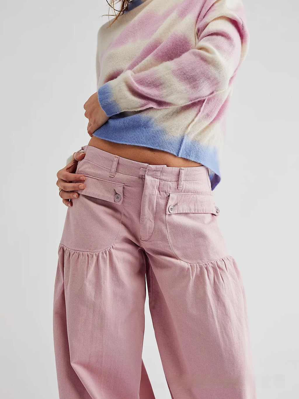 Pleated Wide Leg Trousers with Pocket Detail for Women | Bohemian Style