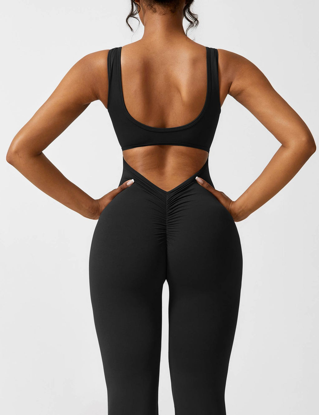 Black Open Back Flared Leg Jumpsuit for Women | Sport and Casual Wear