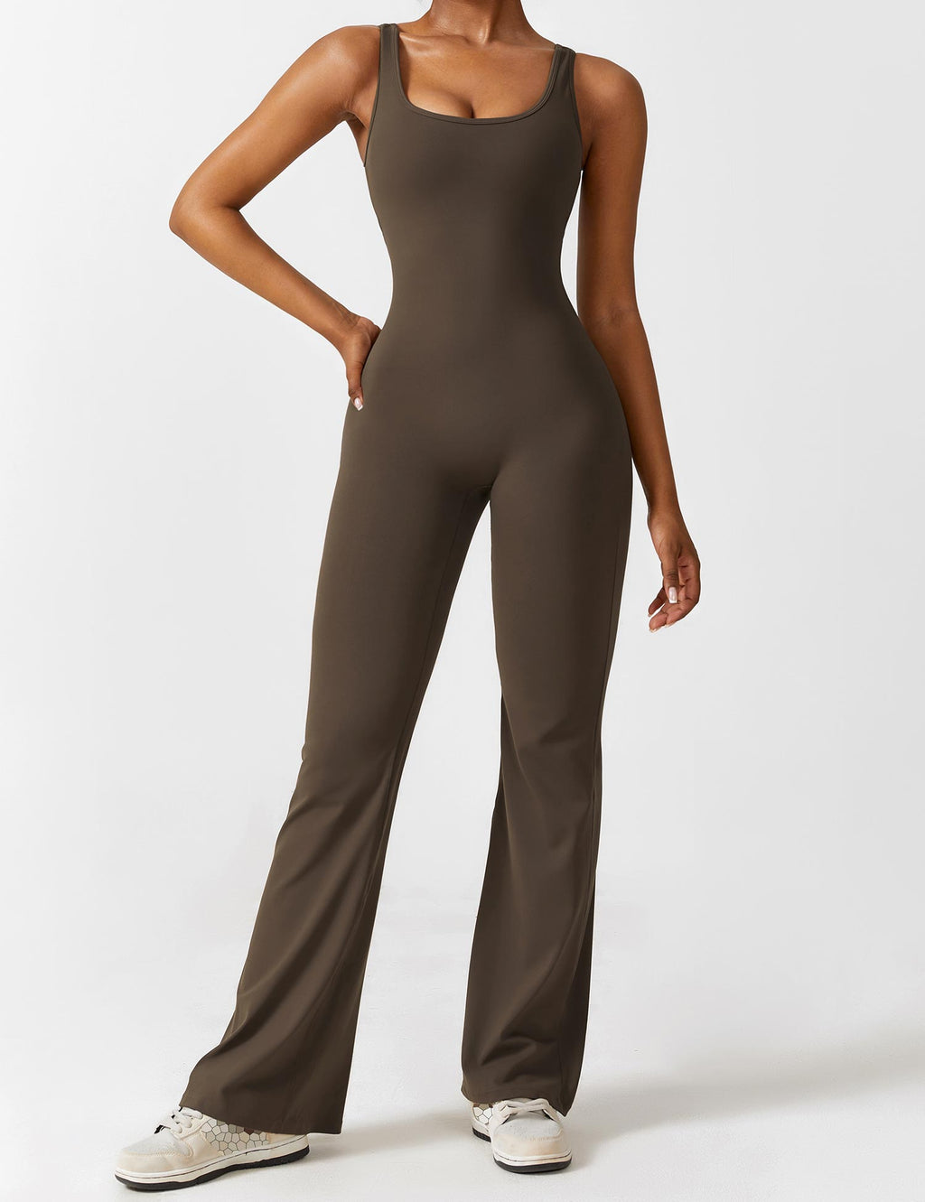 Black Open Back Flared Leg Jumpsuit for Women | Sport and Casual Wear