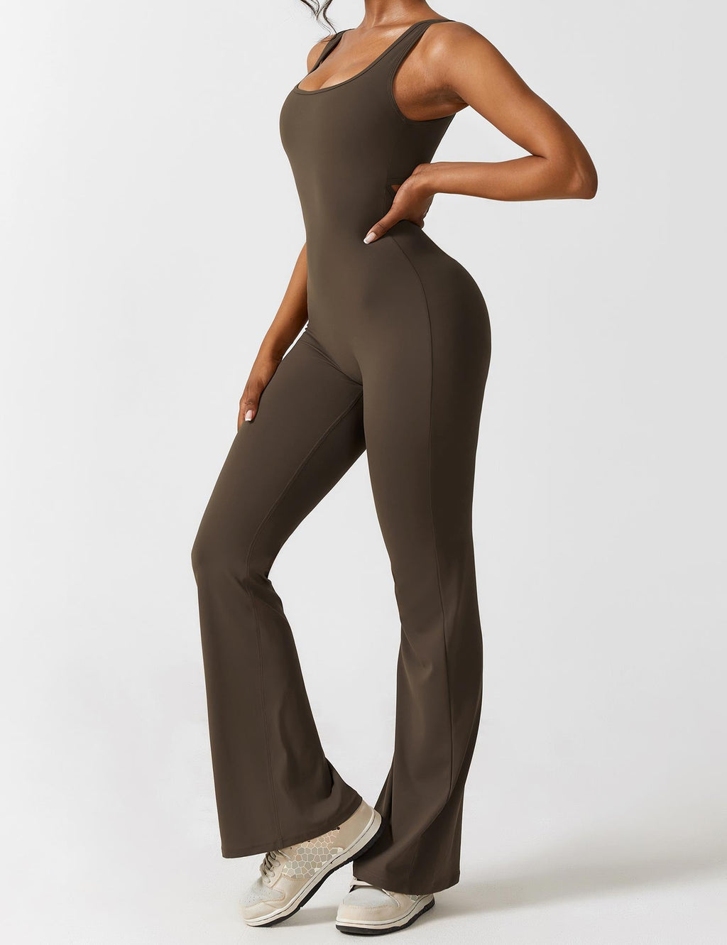 Black Open Back Flared Leg Jumpsuit for Women | Sport and Casual Wear