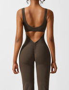 Black Open Back Flared Leg Jumpsuit for Women | Sport and Casual Wear