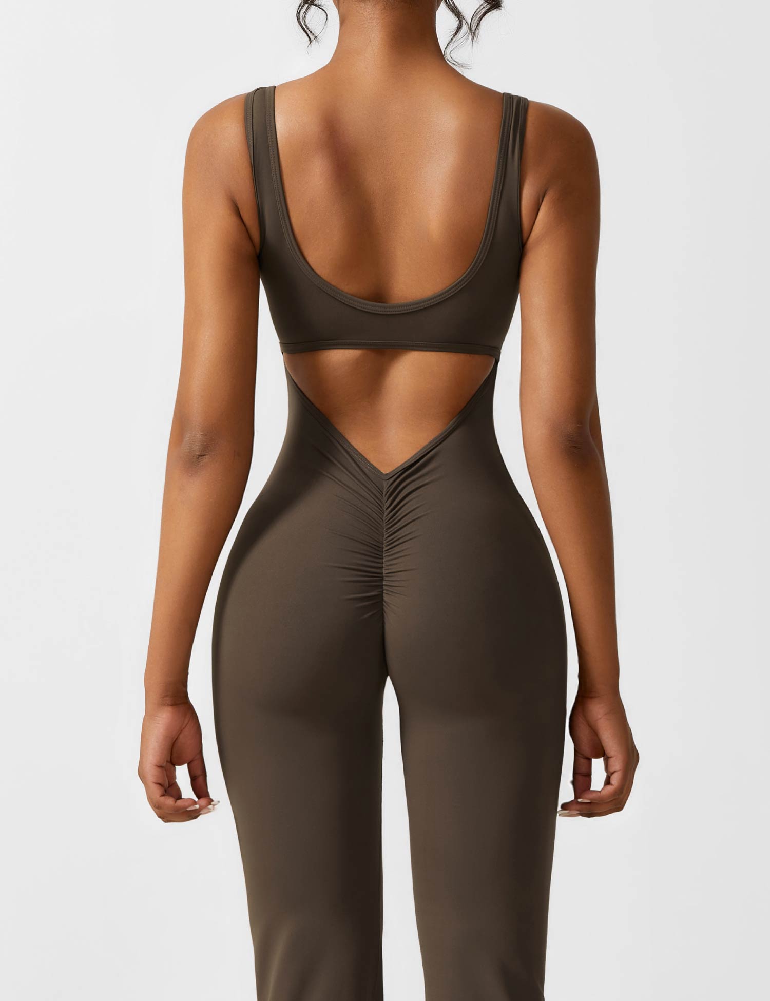 Black Open Back Flared Leg Jumpsuit for Women | Sport and Casual Wear