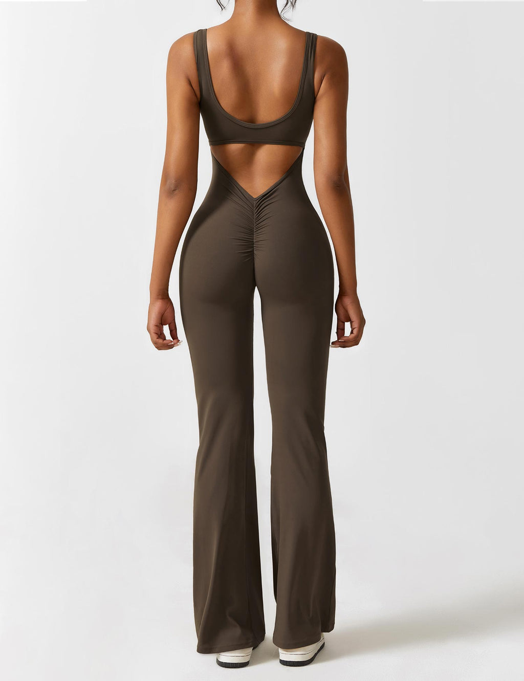 Black Open Back Flared Leg Jumpsuit for Women | Sport and Casual Wear