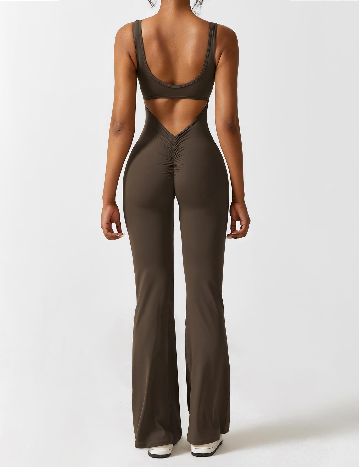 Black Open Back Flared Leg Jumpsuit for Women | Sport and Casual Wear