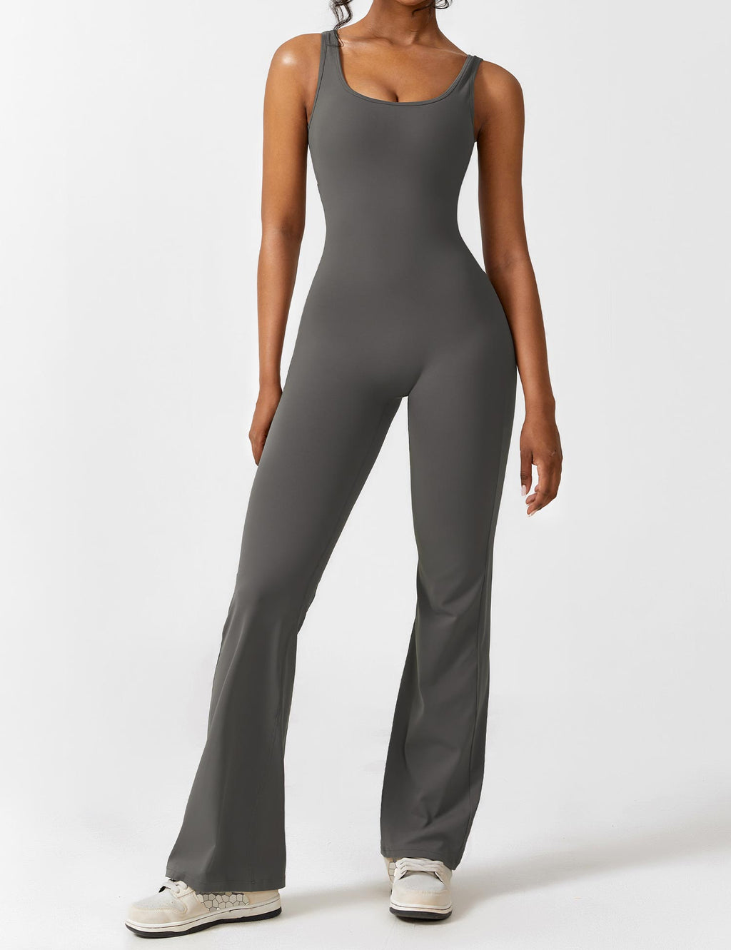 Black Open Back Flared Leg Jumpsuit for Women | Sport and Casual Wear