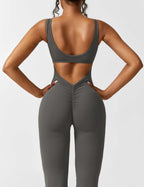 Black Open Back Flared Leg Jumpsuit for Women | Sport and Casual Wear