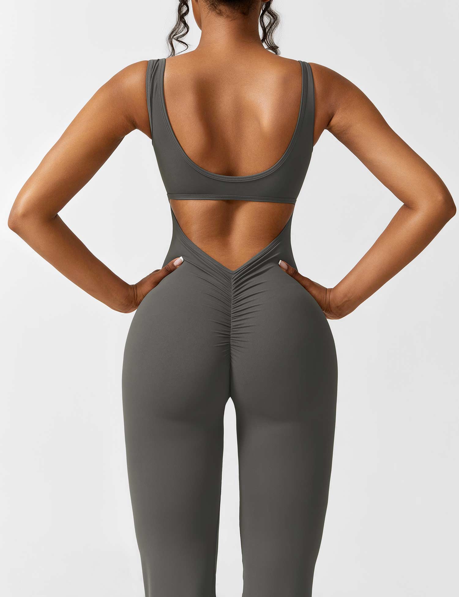 Black Open Back Flared Leg Jumpsuit for Women | Sport and Casual Wear