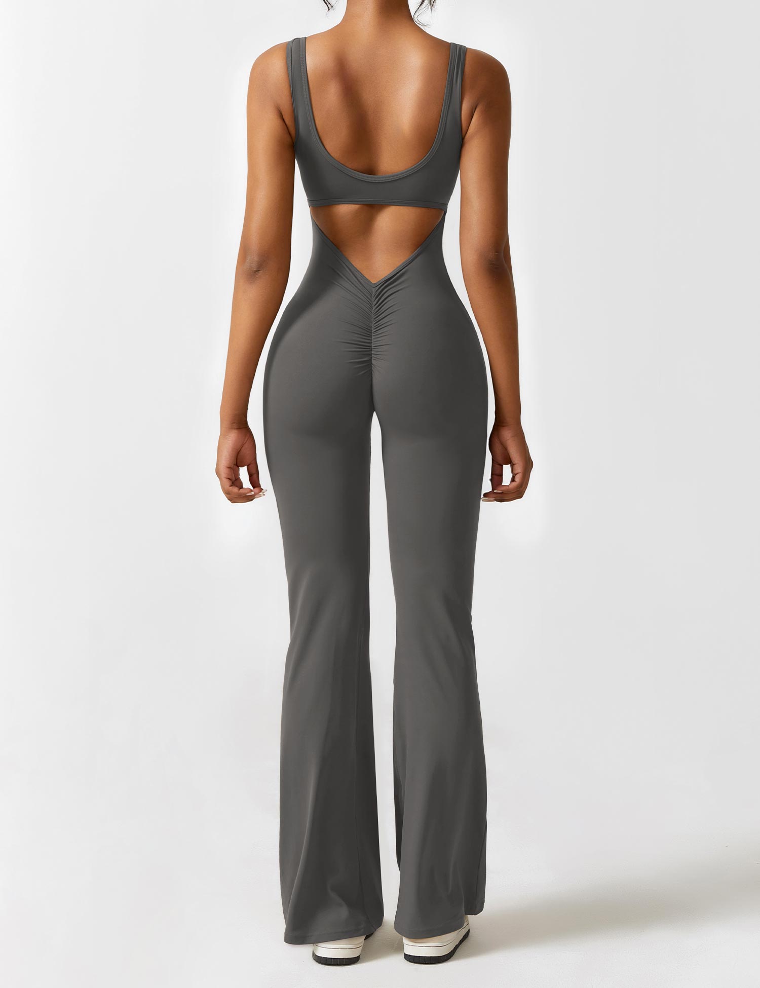 Black Open Back Flared Leg Jumpsuit for Women | Sport and Casual Wear