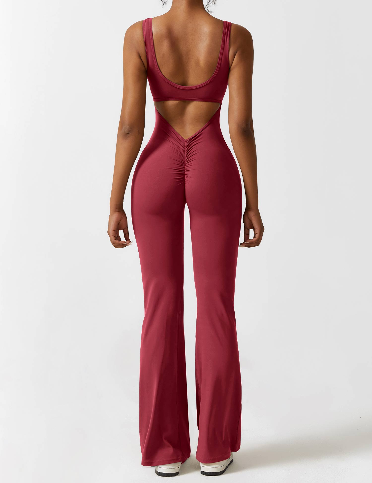 Black Open Back Flared Leg Jumpsuit for Women | Sport and Casual Wear