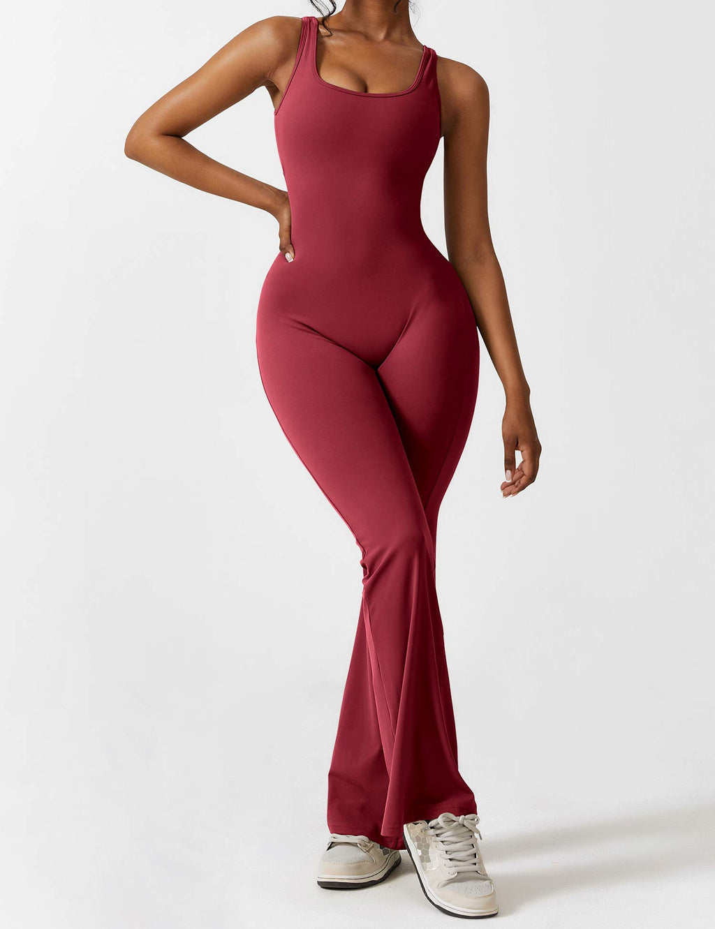 Black Open Back Flared Leg Jumpsuit for Women | Sport and Casual Wear