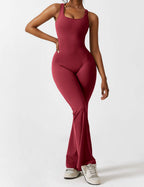Black Open Back Flared Leg Jumpsuit for Women | Sport and Casual Wear