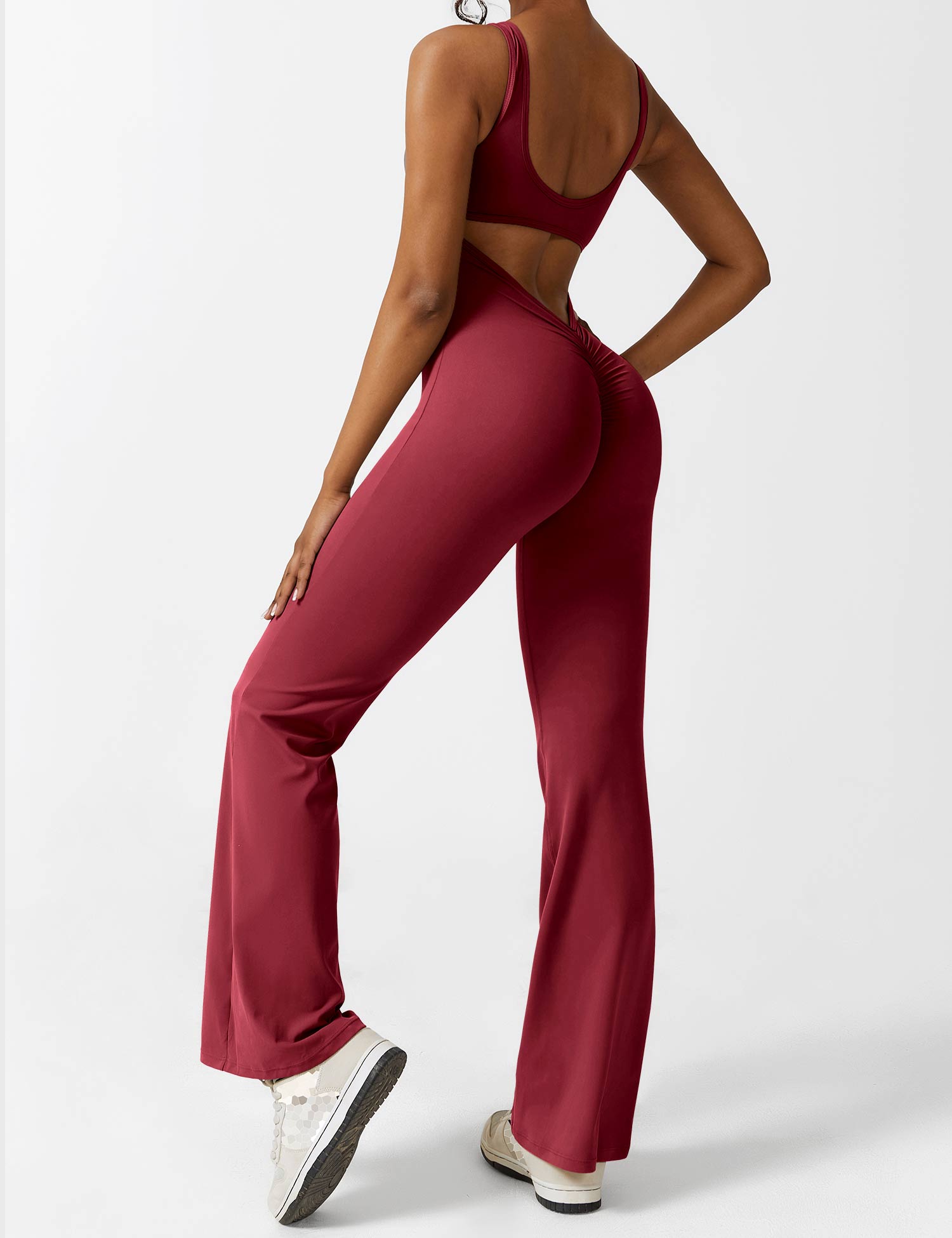 Black Open Back Flared Leg Jumpsuit for Women | Sport and Casual Wear