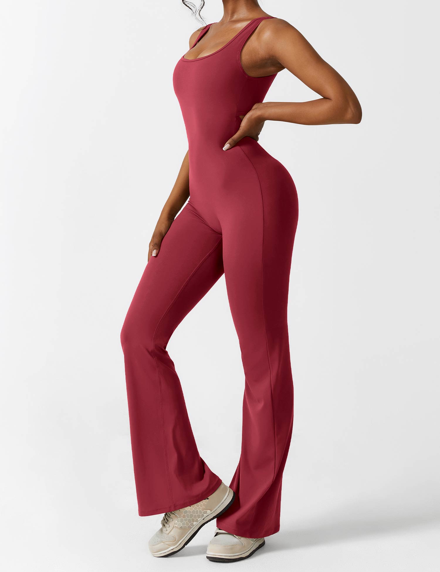 Black Open Back Flared Leg Jumpsuit for Women | Sport and Casual Wear