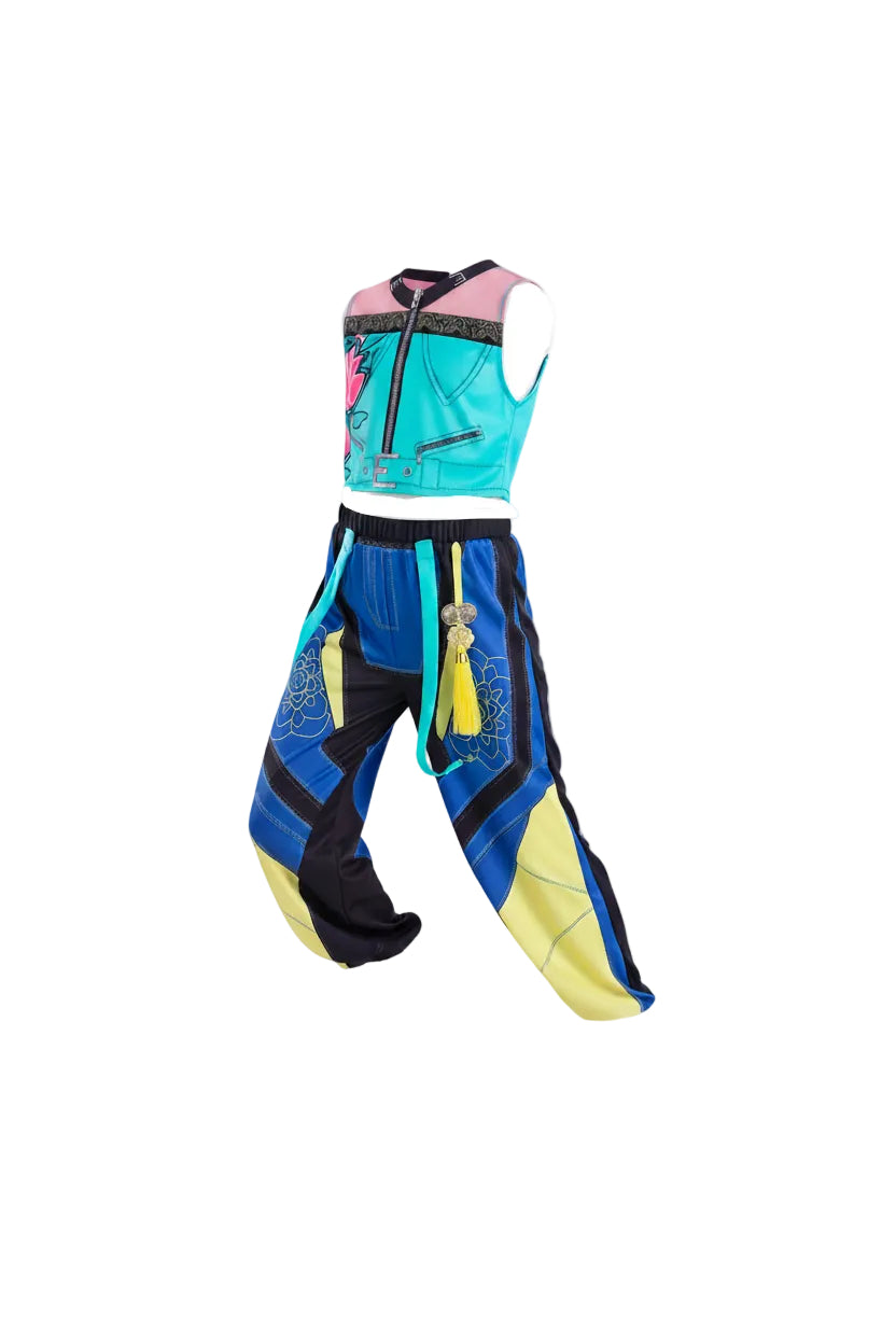 Turquoise Pop Star Three Piece Costume for Girls | Halloween Fancy Dress